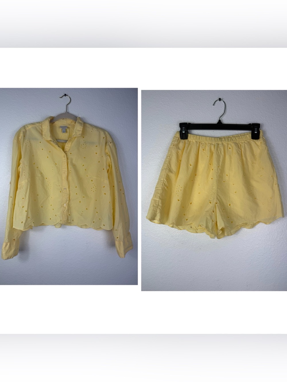a new day Yellow Eyelet High Waist Shorts and blouse set size S